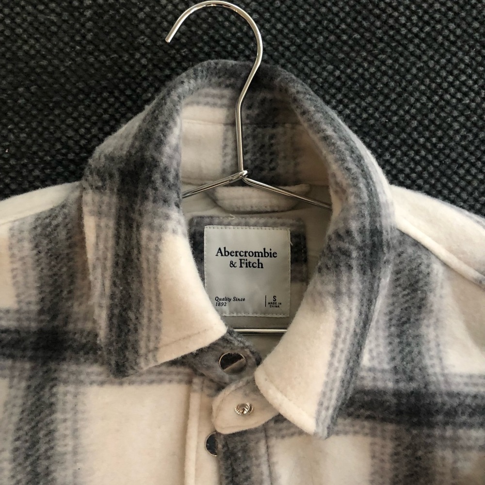 A & F Plaid Wool-Blend Shirt Jacket